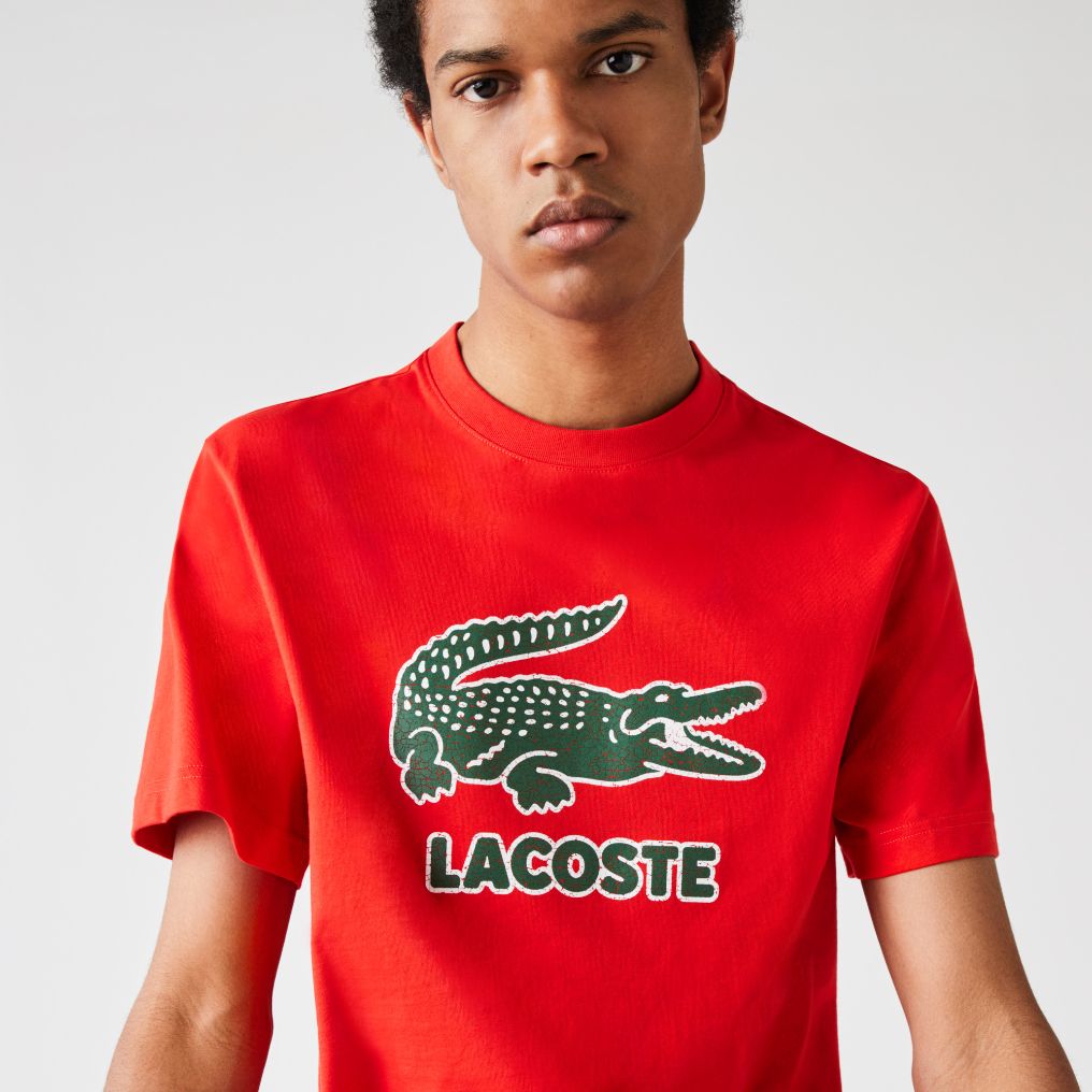 Футболка Lacoste , цвет красный, для мужчин Футболка Lacoste , цвет красный, для мужчин
