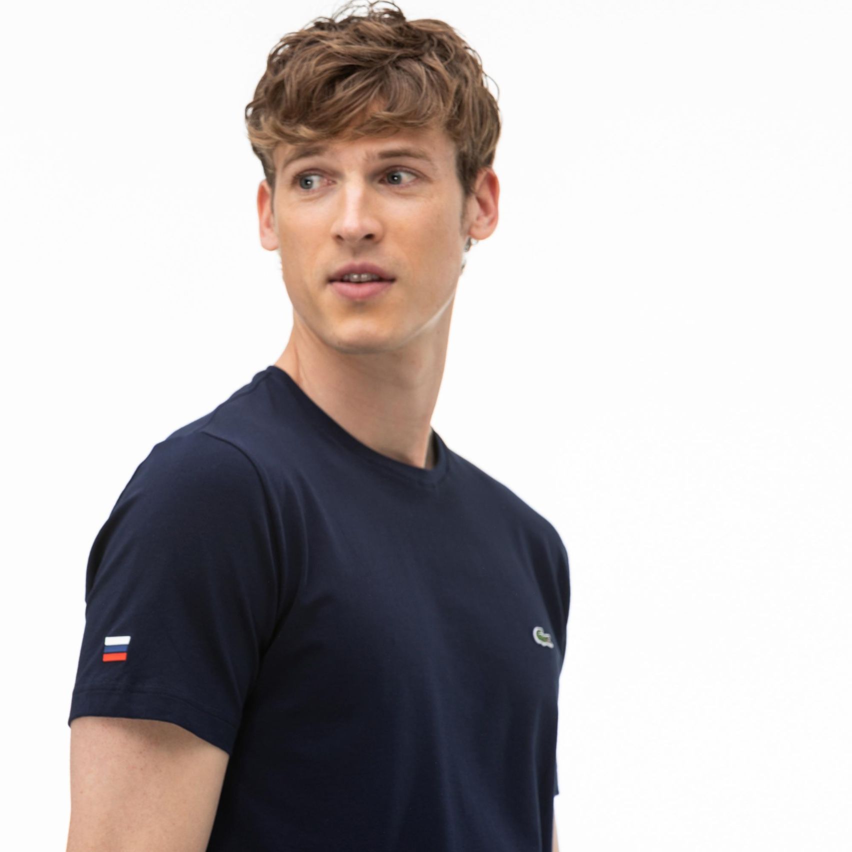 Футболка Lacoste , цвет синий, для мужчин Футболка Lacoste , цвет синий, для мужчин