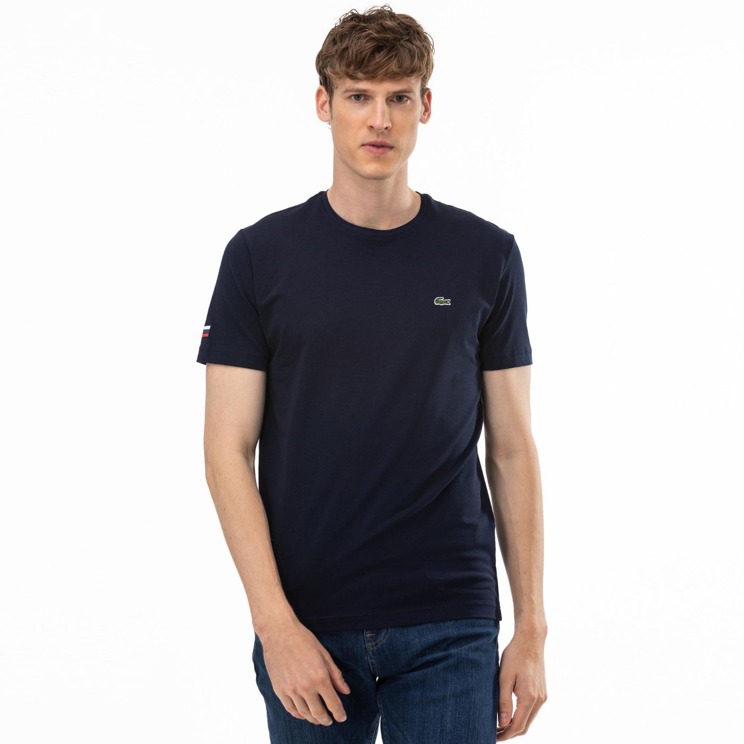 Футболка Lacoste , цвет синий, для мужчин Футболка Lacoste , цвет синий, для мужчин