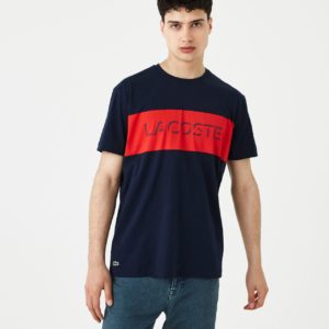 Футболка Lacoste , цвет синий, для мужчин Футболка Lacoste , цвет синий, для мужчин