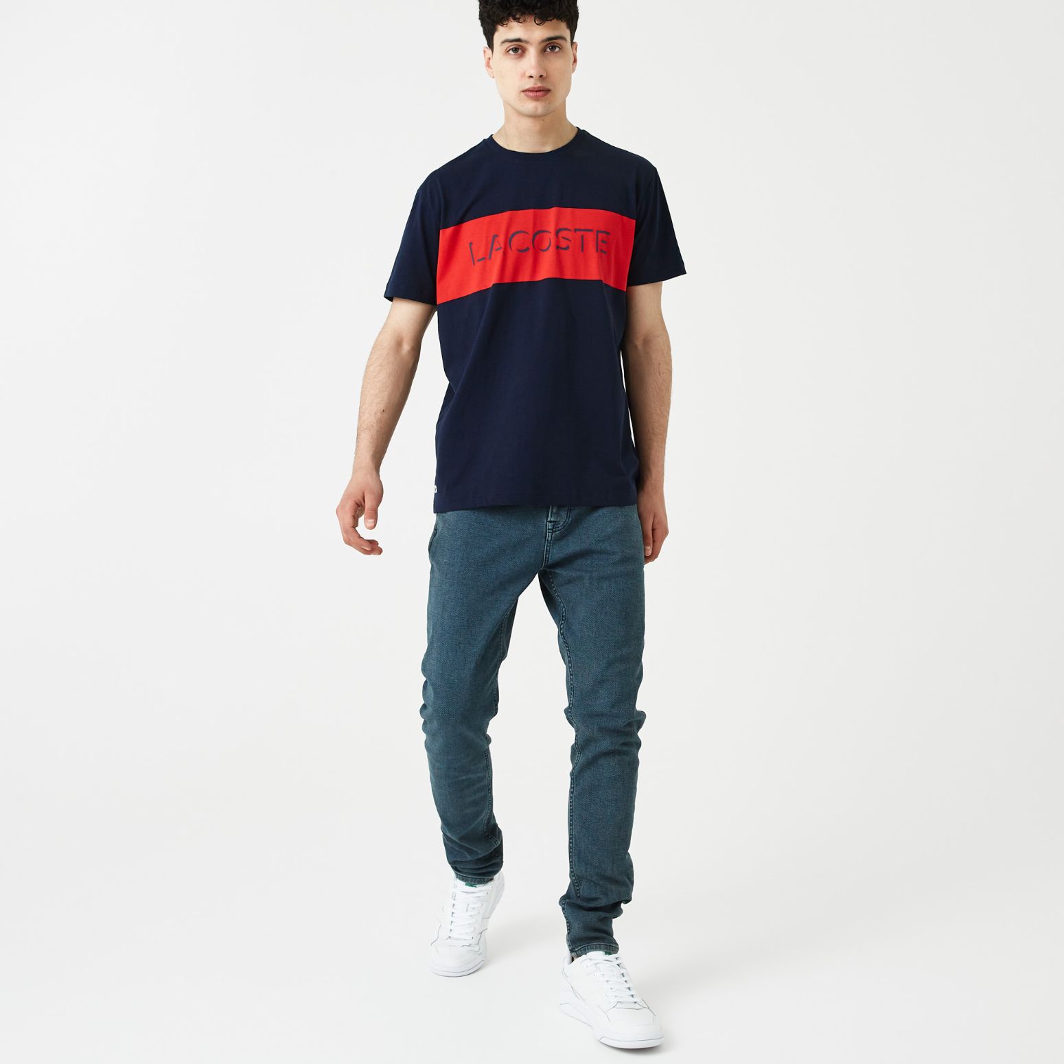 Футболка Lacoste , цвет синий, для мужчин Футболка Lacoste , цвет синий, для мужчин