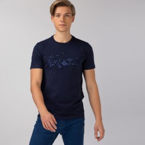 Футболка Lacoste , цвет синий, для мужчин Футболка Lacoste , цвет синий, для мужчин