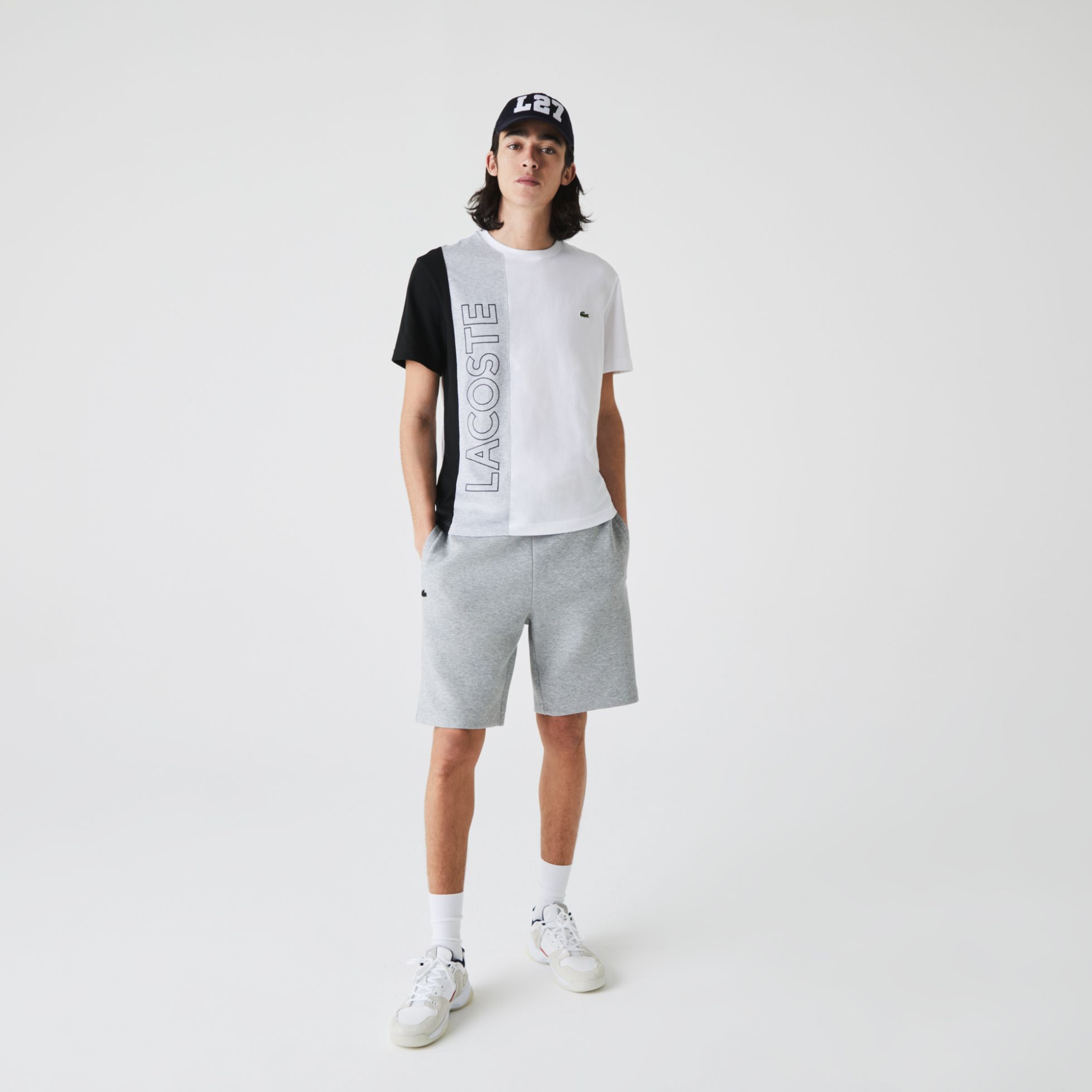 Футболка Lacoste , цвет белый, для мужчин Футболка Lacoste , цвет белый, для мужчин