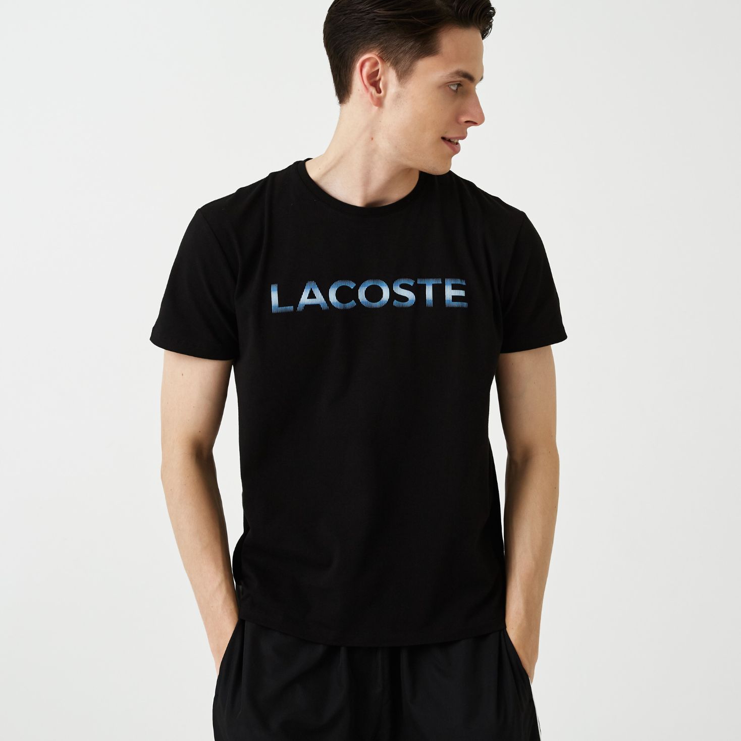 Футболка Lacoste , цвет серый, для мужчин Футболка Lacoste , цвет серый, для мужчин