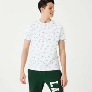 Футболка Lacoste , цвет белый, для мужчин Футболка Lacoste , цвет белый, для мужчин