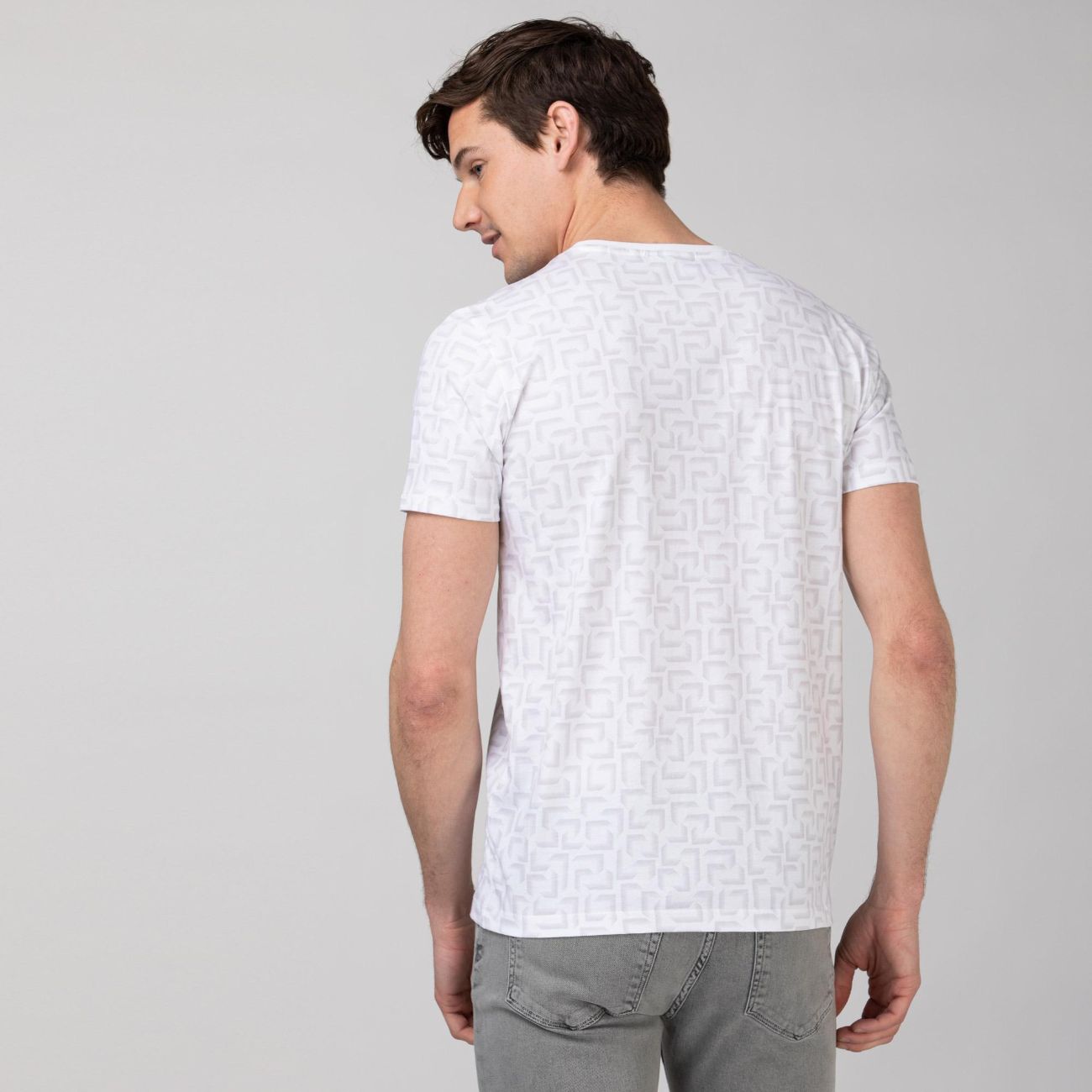 Футболка Lacoste , цвет белый, для мужчин Футболка Lacoste , цвет белый, для мужчин