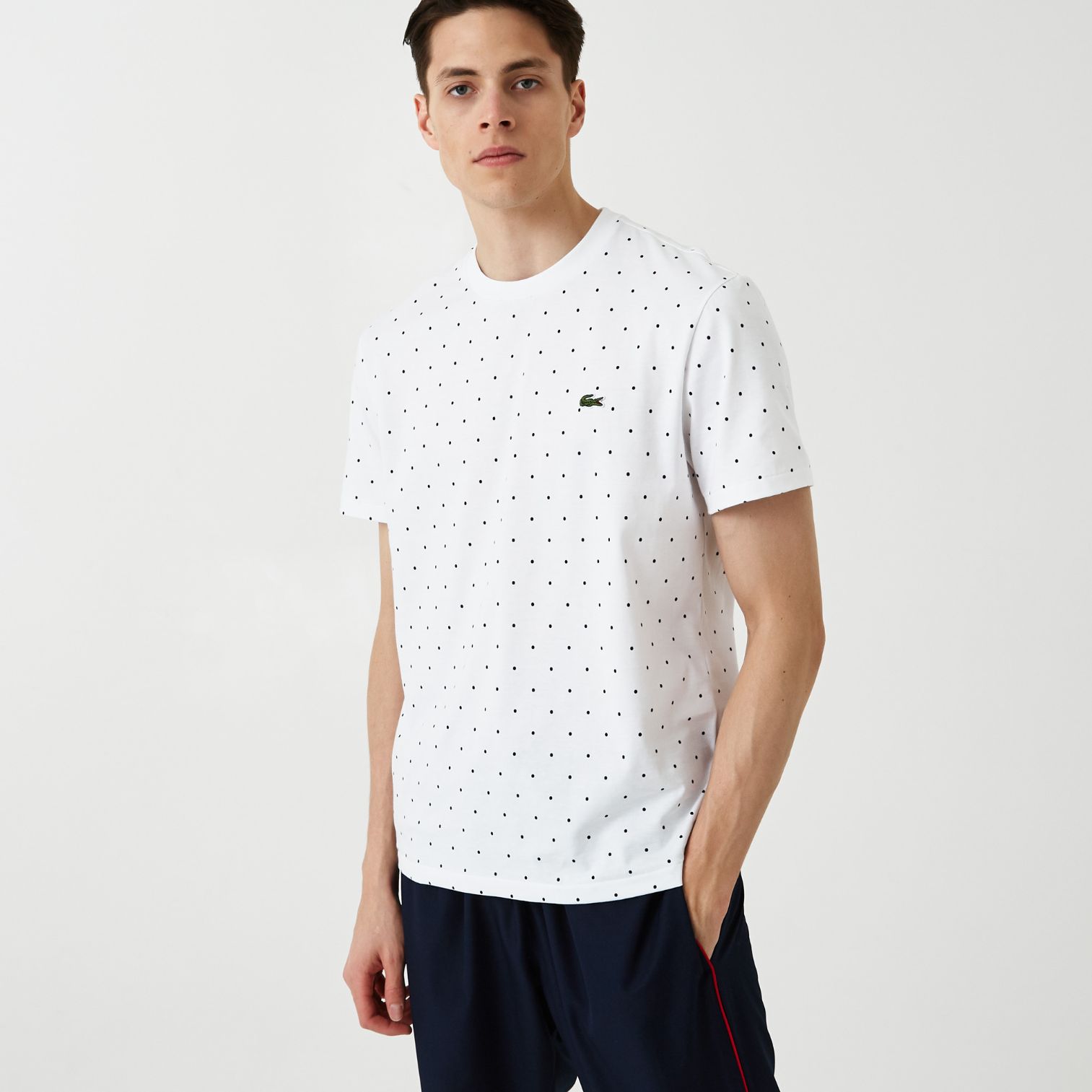 Футболка Lacoste , цвет белый, для мужчин Футболка Lacoste , цвет белый, для мужчин