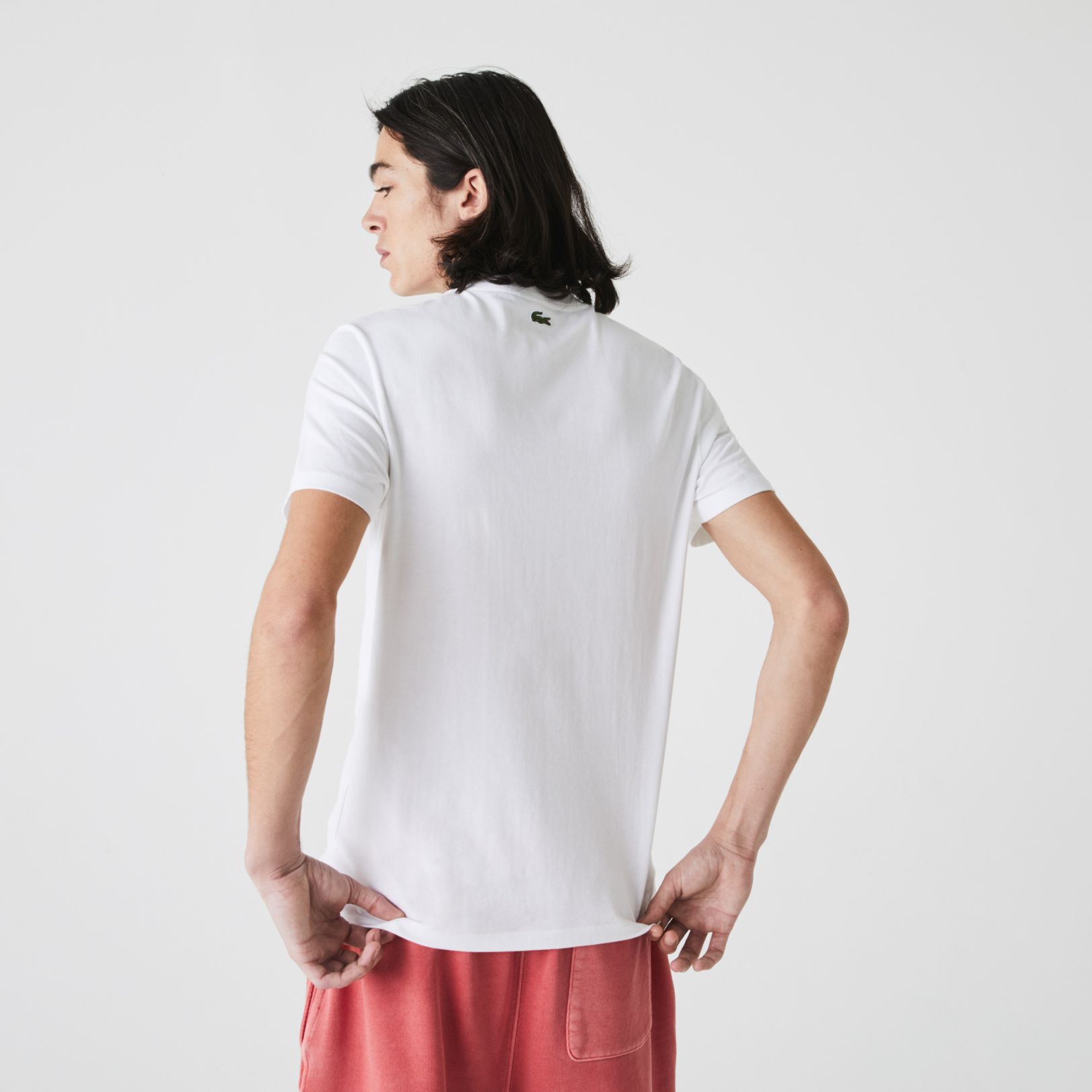 Футболка Lacoste , цвет белый, для мужчин Футболка Lacoste , цвет белый, для мужчин