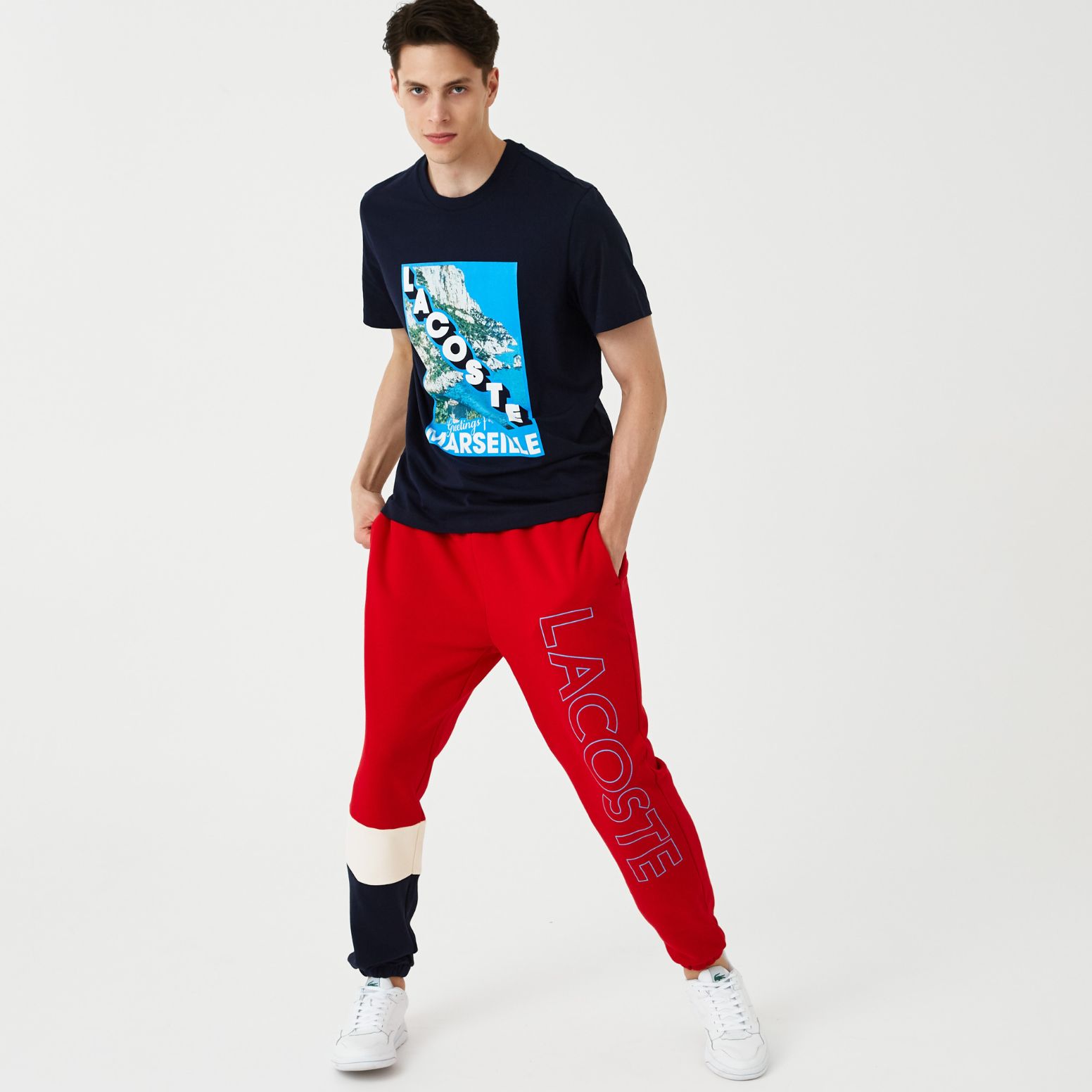 Футболка Lacoste , цвет синий, для мужчин Футболка Lacoste , цвет синий, для мужчин