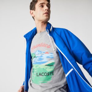 Футболка Lacoste , цвет серый, для мужчин Футболка Lacoste , цвет серый, для мужчин
