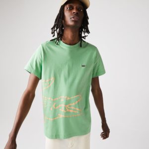 Футболка Lacoste , цвет зеленый, для мужчин Футболка Lacoste , цвет зеленый, для мужчин