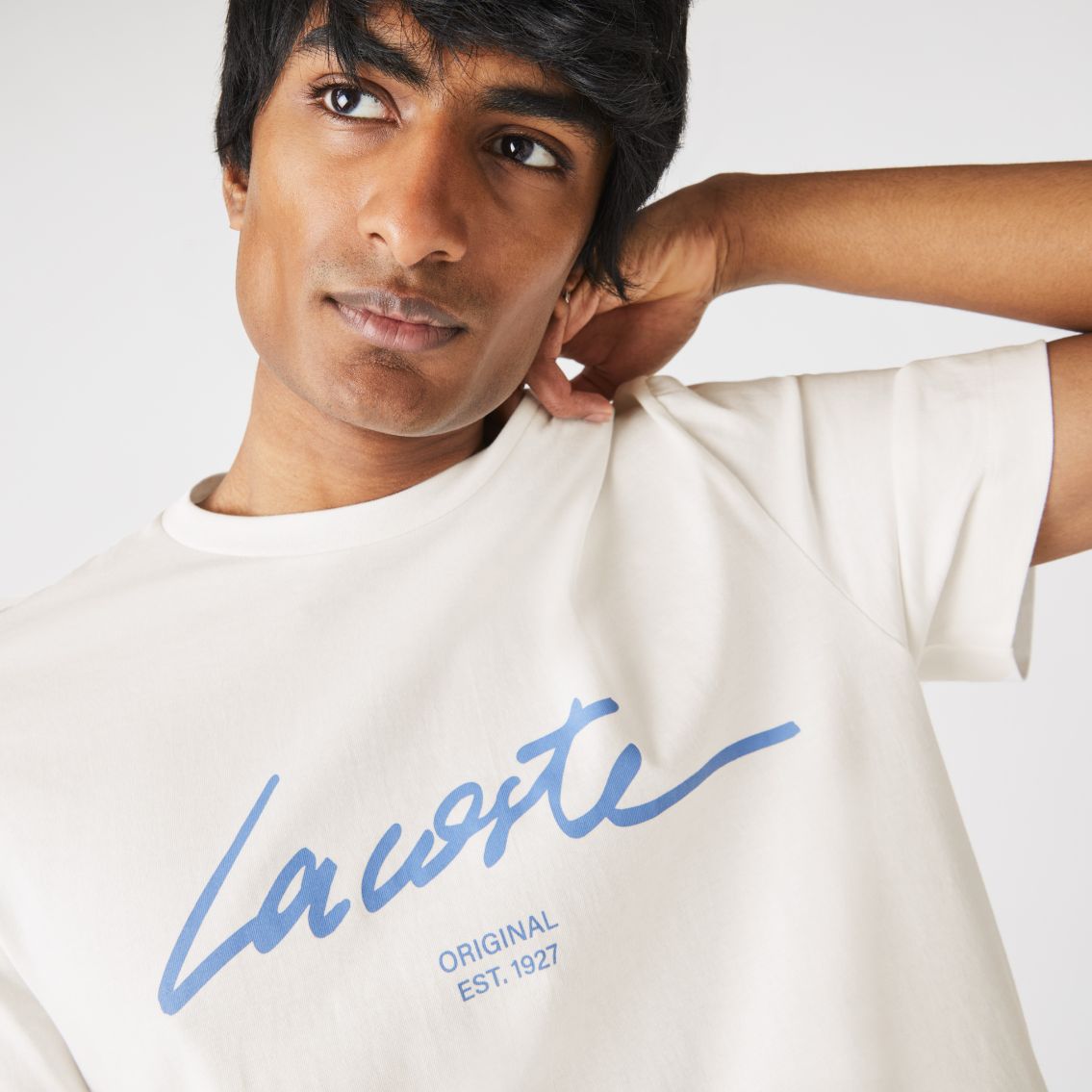 Футболка Lacoste , цвет белый, для мужчин Футболка Lacoste , цвет белый, для мужчин