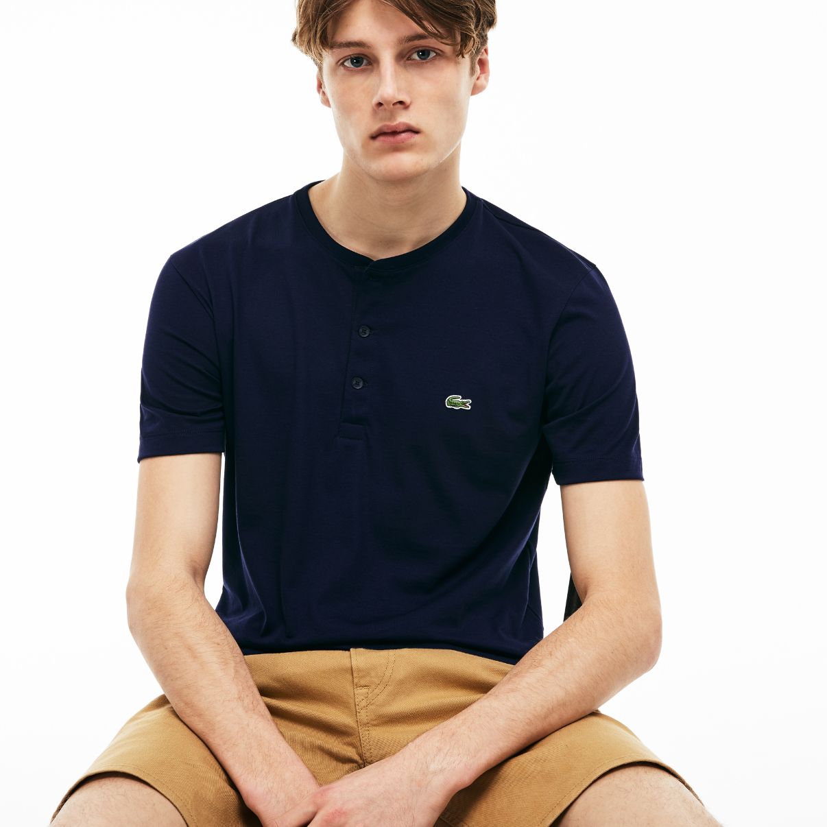Футболка Lacoste , цвет синий, для мужчин Футболка Lacoste , цвет синий, для мужчин