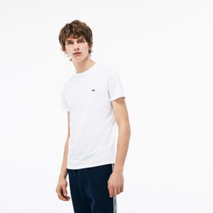 Футболка Lacoste , цвет белый, для мужчин Футболка Lacoste , цвет белый, для мужчин