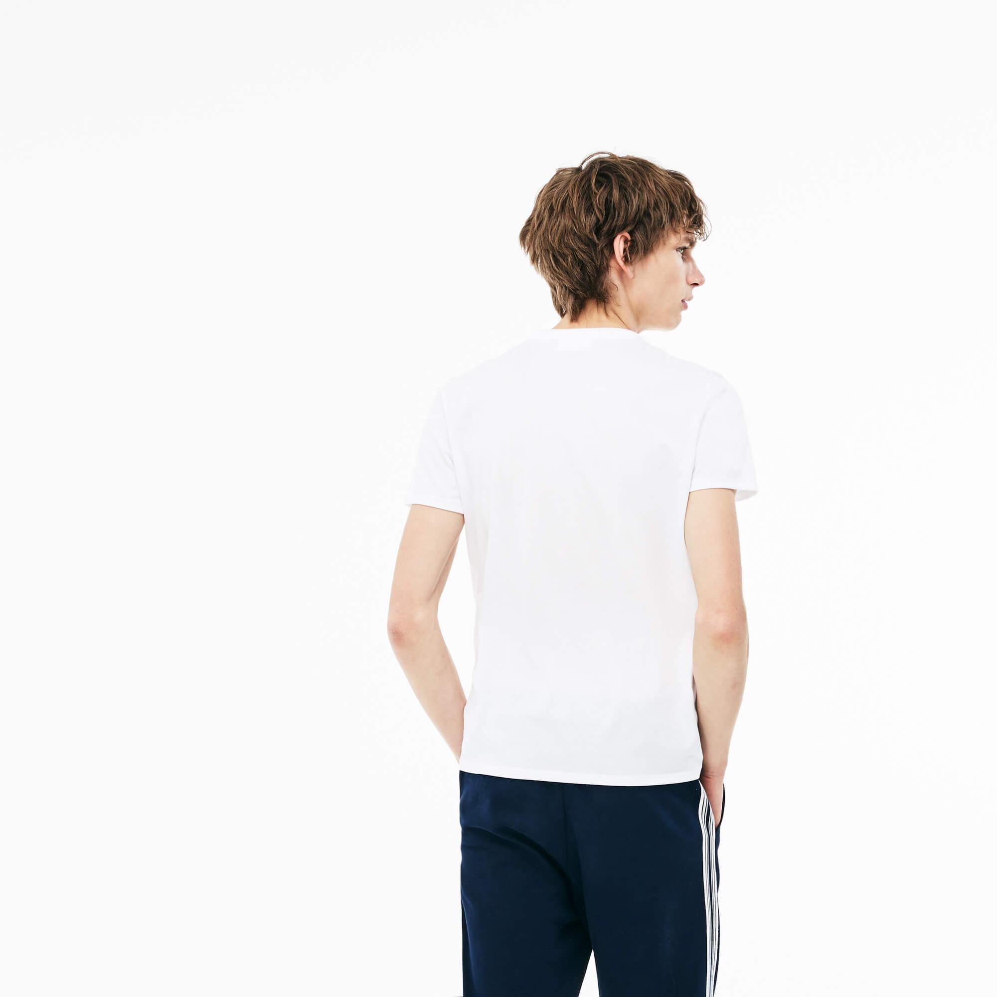 Футболка Lacoste , цвет белый, для мужчин Футболка Lacoste , цвет белый, для мужчин