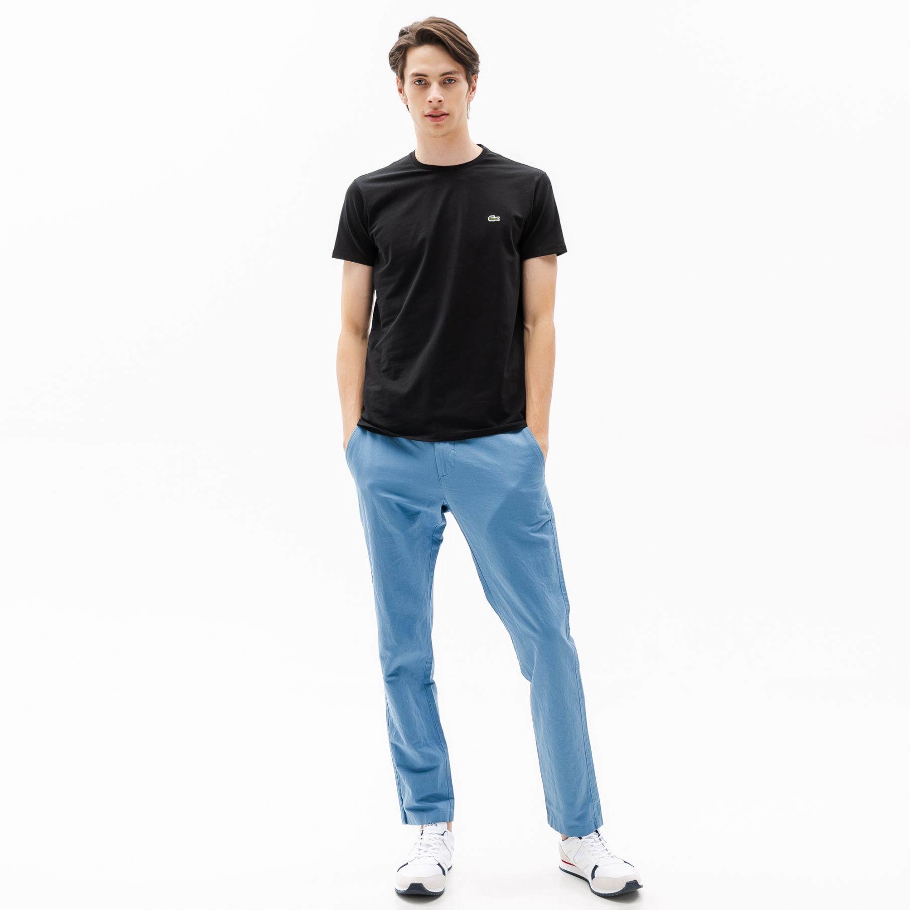 Футболка Lacoste , цвет черный, для мужчин Футболка Lacoste , цвет черный, для мужчин