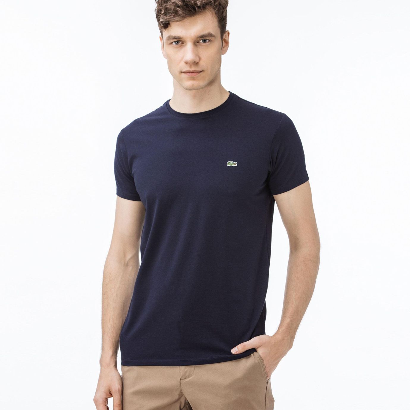 Футболка Lacoste , цвет синий, для мужчин Футболка Lacoste , цвет синий, для мужчин