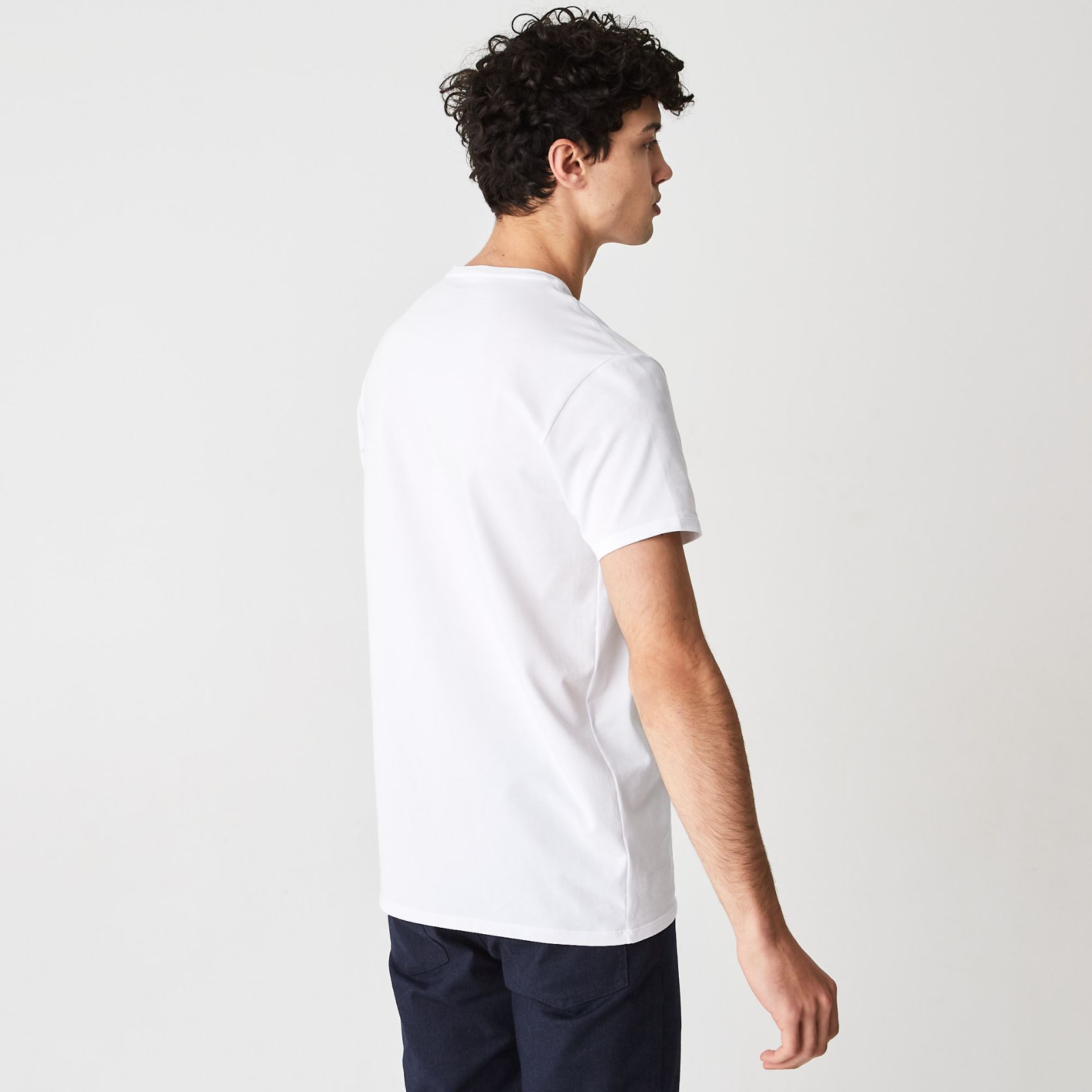 Футболка Lacoste , цвет белый, для мужчин Футболка Lacoste , цвет белый, для мужчин