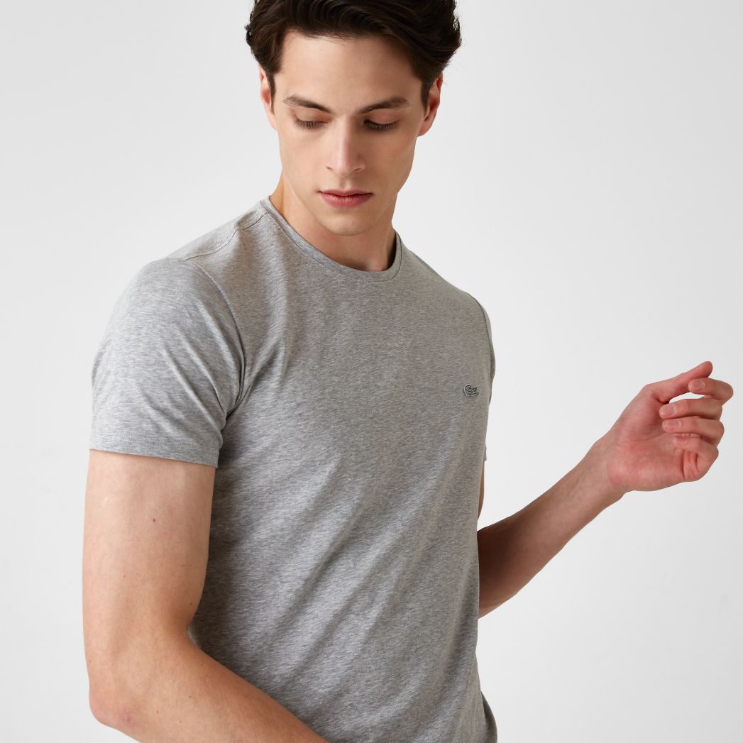 Футболка Lacoste , цвет серый, для мужчин Футболка Lacoste , цвет серый, для мужчин