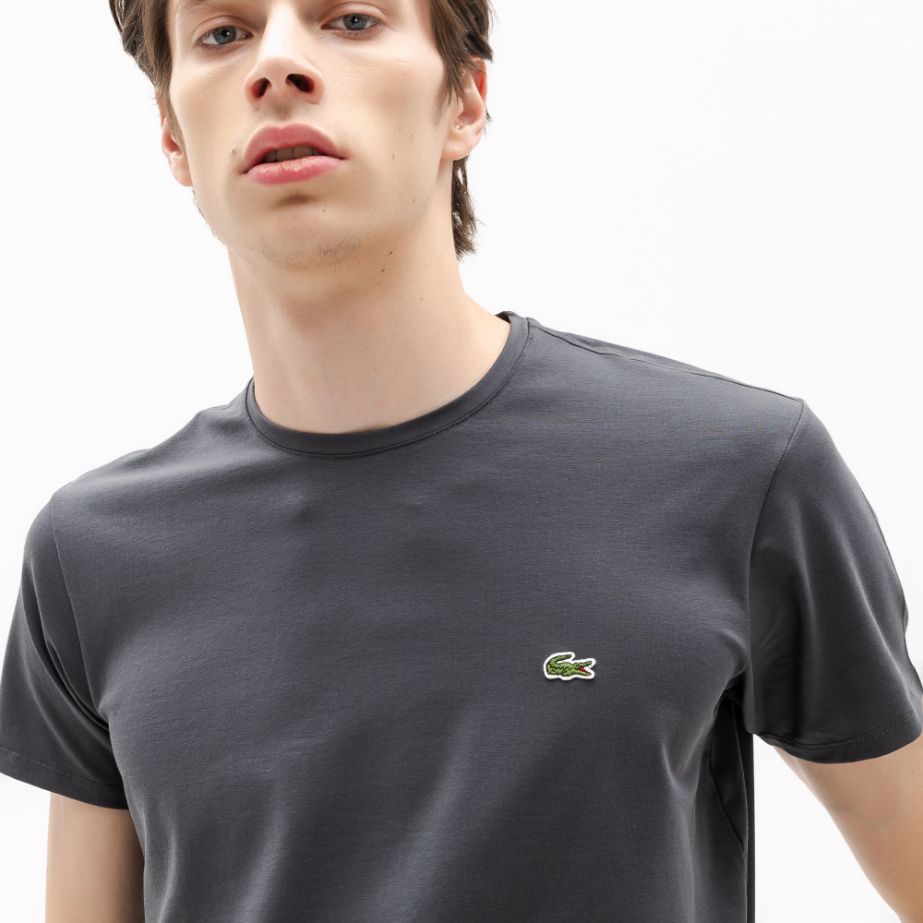 Футболка Lacoste , цвет серый, для мужчин Футболка Lacoste , цвет серый, для мужчин