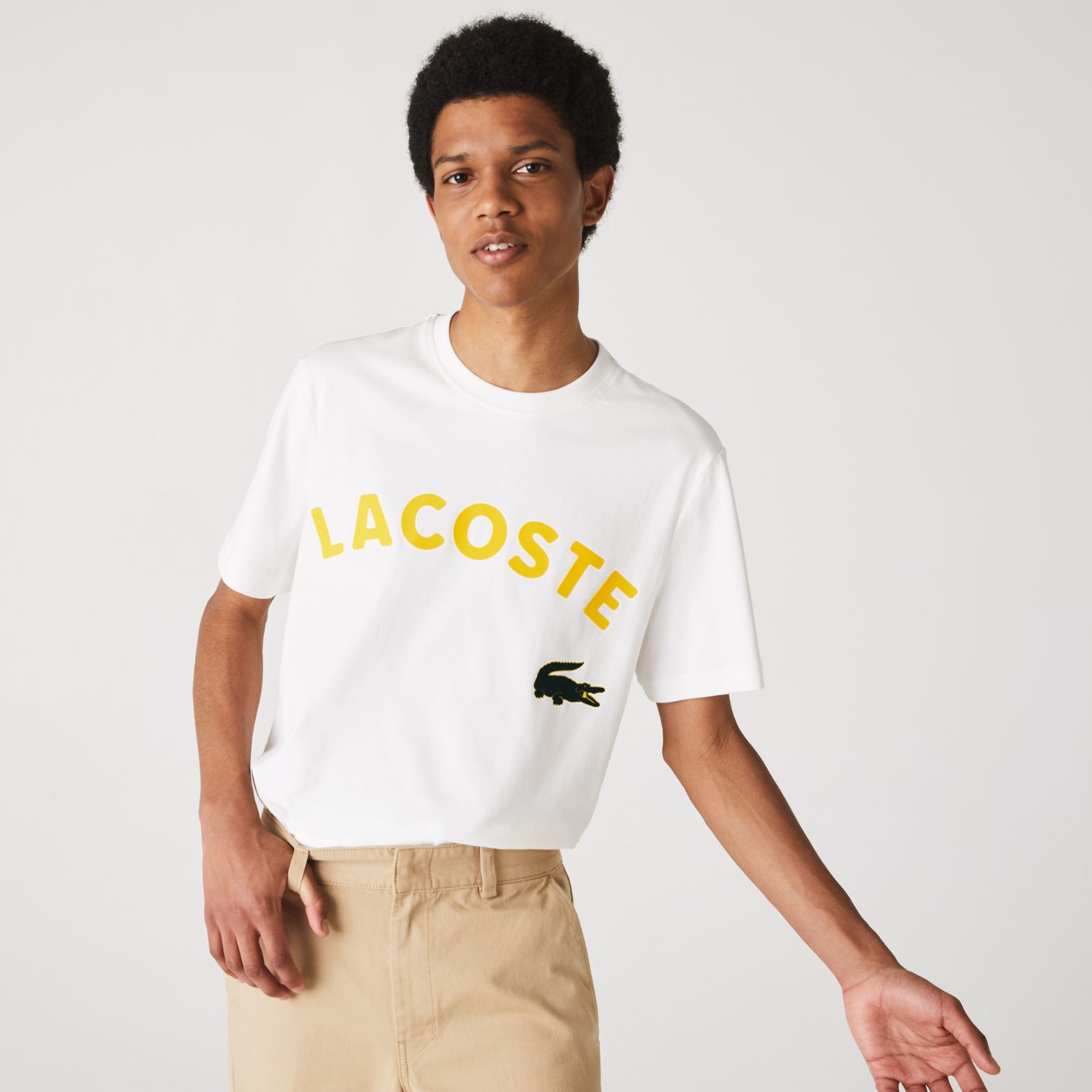 Футболка Lacoste L!VE , цвет белый, для мужчин Футболка Lacoste L!VE , цвет белый, для мужчин