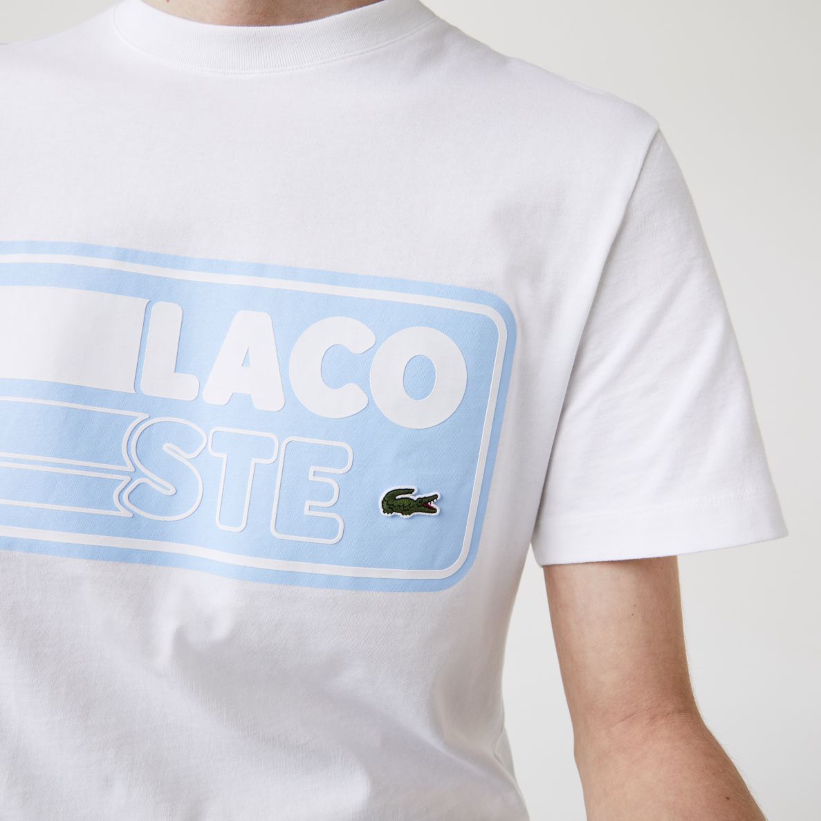 Футболка Lacoste , цвет белый, для мужчин Футболка Lacoste , цвет белый, для мужчин