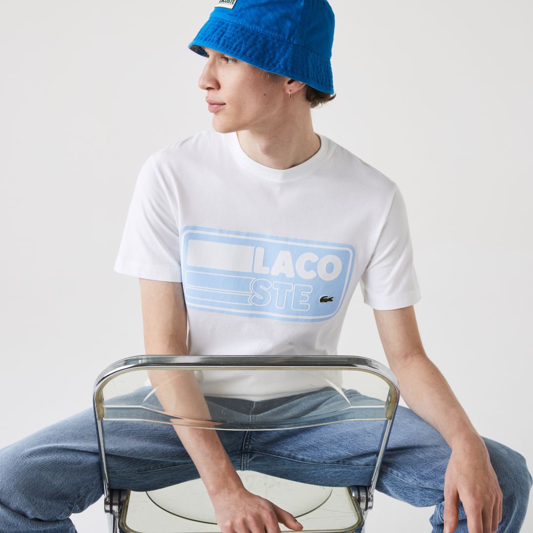 Футболка Lacoste , цвет белый, для мужчин Футболка Lacoste , цвет белый, для мужчин