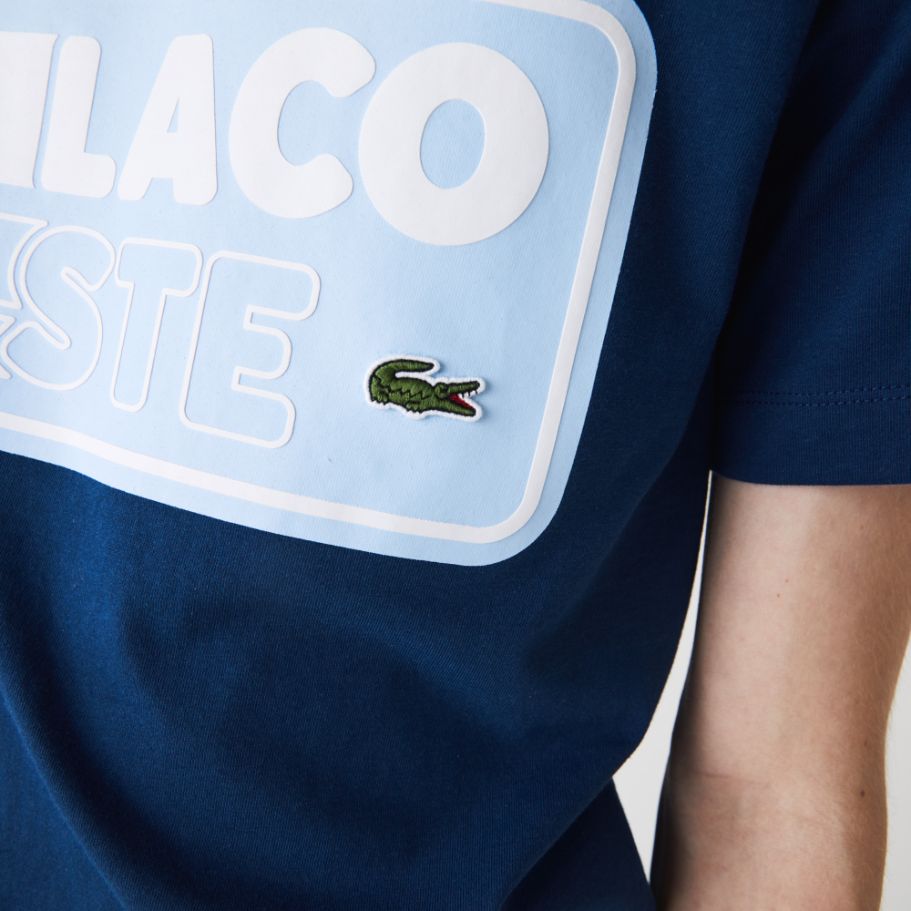 Футболка Lacoste , цвет синий, для мужчин Футболка Lacoste , цвет синий, для мужчин