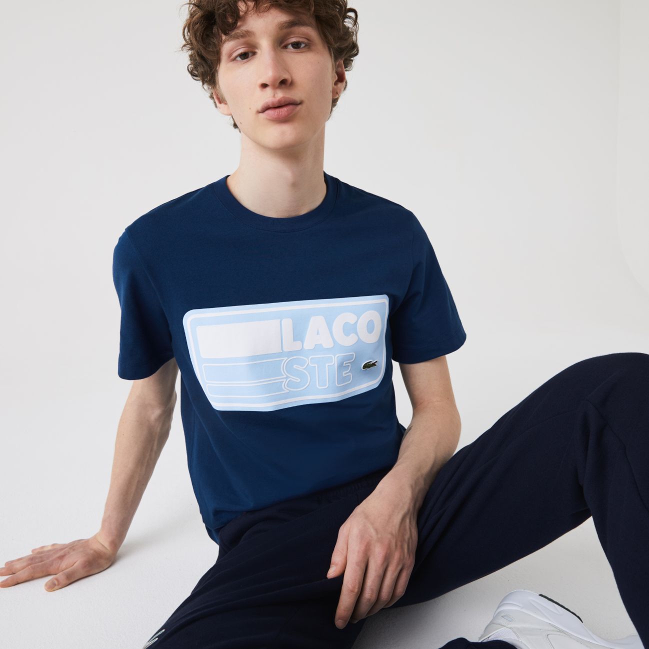 Футболка Lacoste , цвет синий, для мужчин Футболка Lacoste , цвет синий, для мужчин