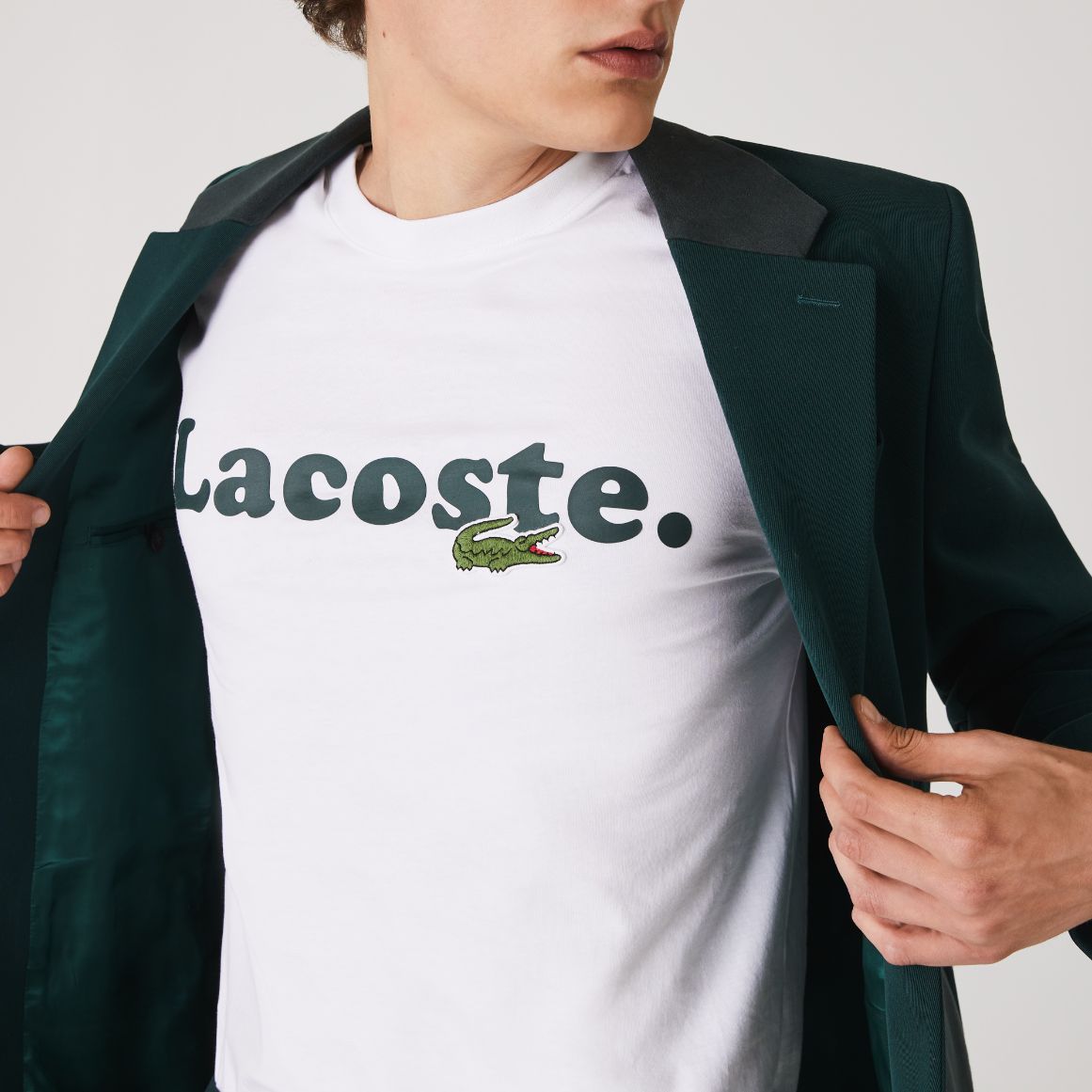 Футболка Lacoste , цвет белый, для мужчин Футболка Lacoste , цвет белый, для мужчин