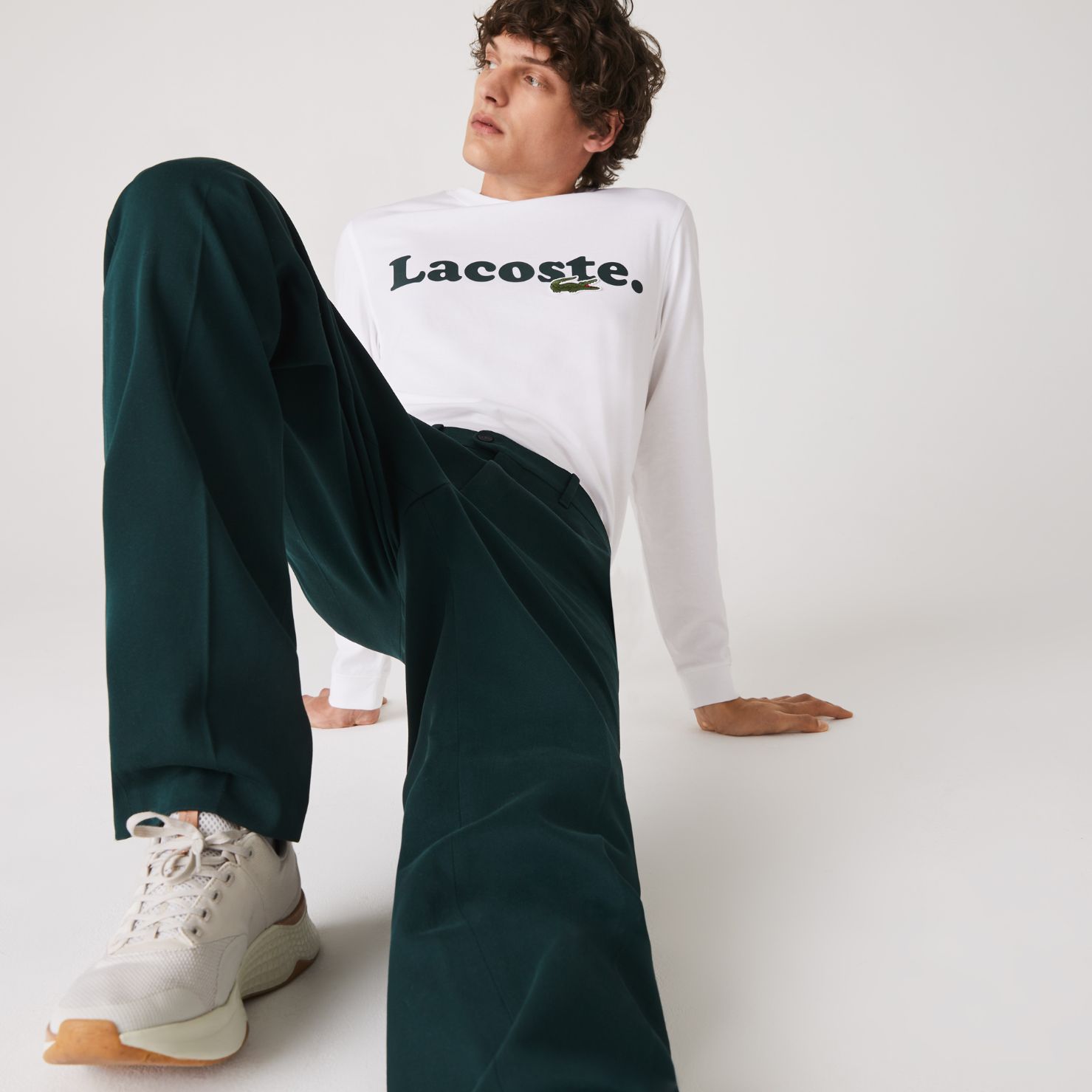 Футболка Lacoste , цвет белый, для мужчин Футболка Lacoste , цвет белый, для мужчин