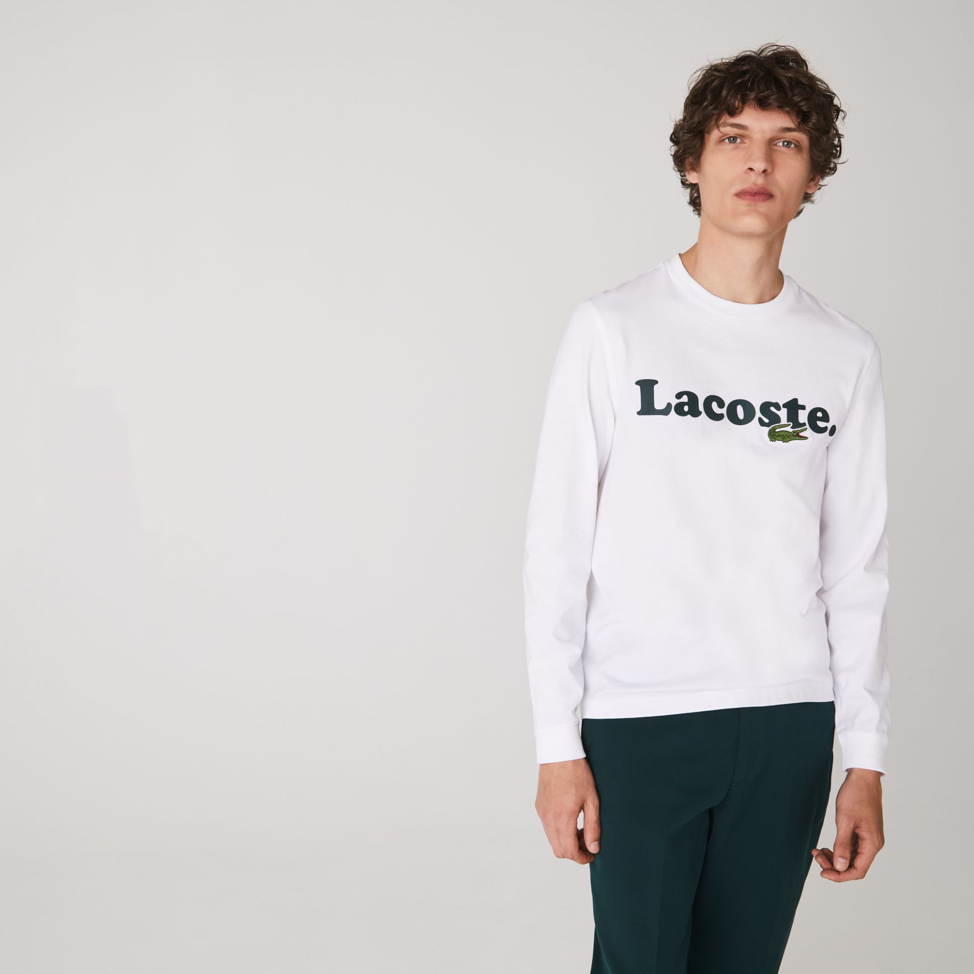 Футболка Lacoste , цвет белый, для мужчин Футболка Lacoste , цвет белый, для мужчин