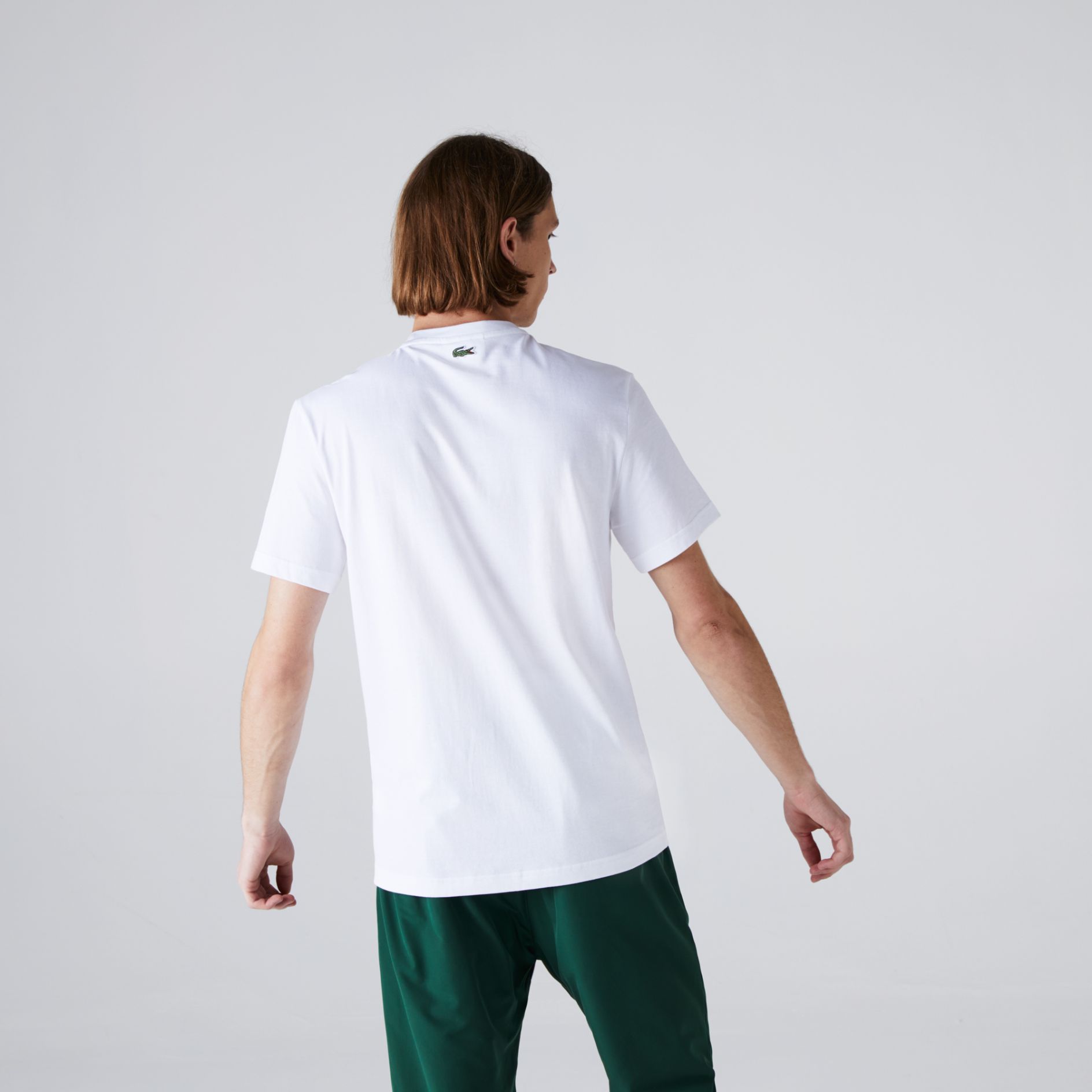 Футболка Lacoste , цвет белый, для мужчин Футболка Lacoste , цвет белый, для мужчин