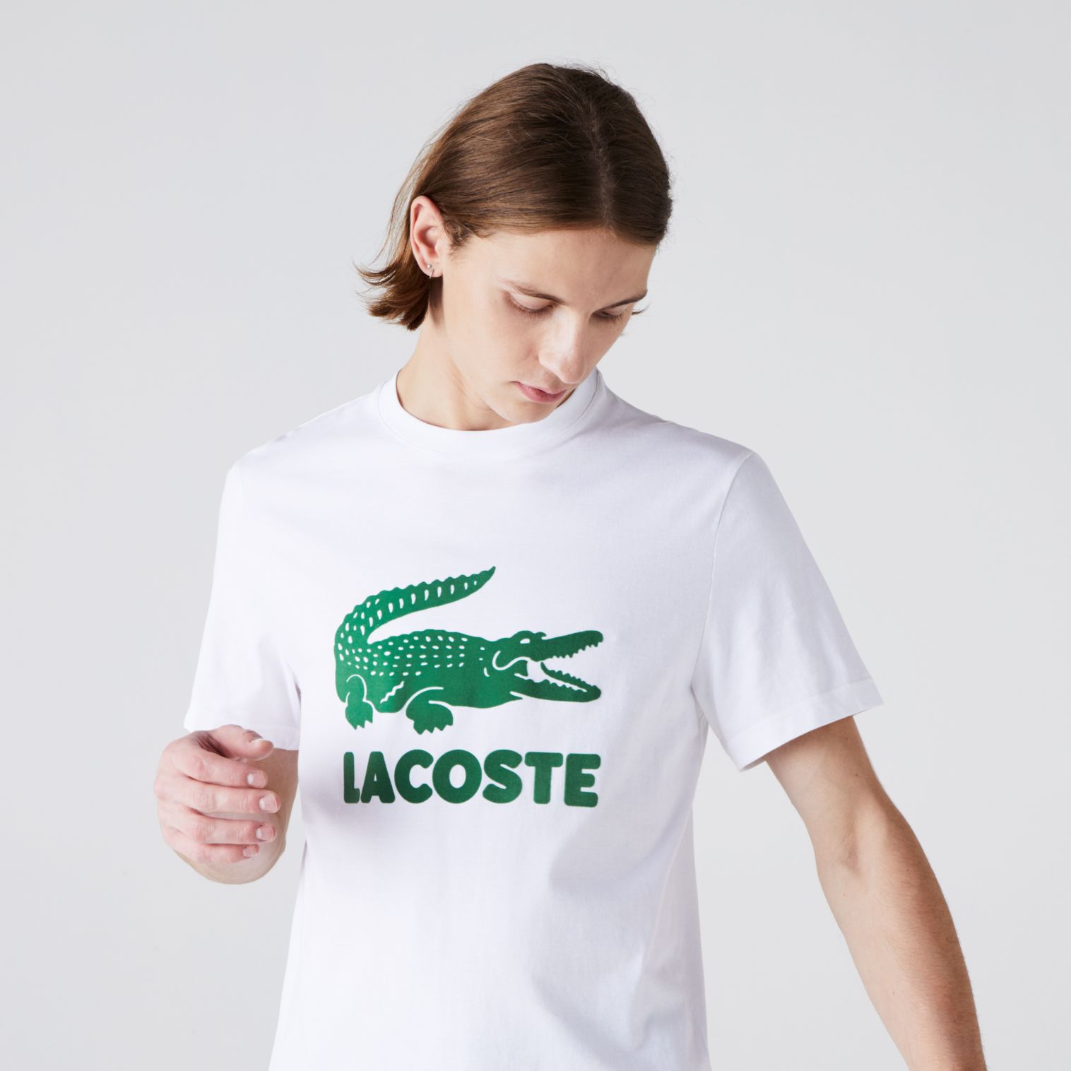 Футболка Lacoste , цвет белый, для мужчин Футболка Lacoste , цвет белый, для мужчин