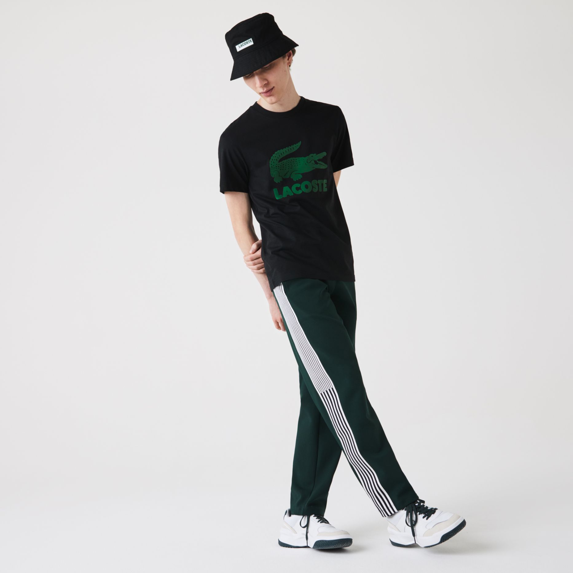 Футболка Lacoste , цвет черный, для мужчин Футболка Lacoste , цвет черный, для мужчин