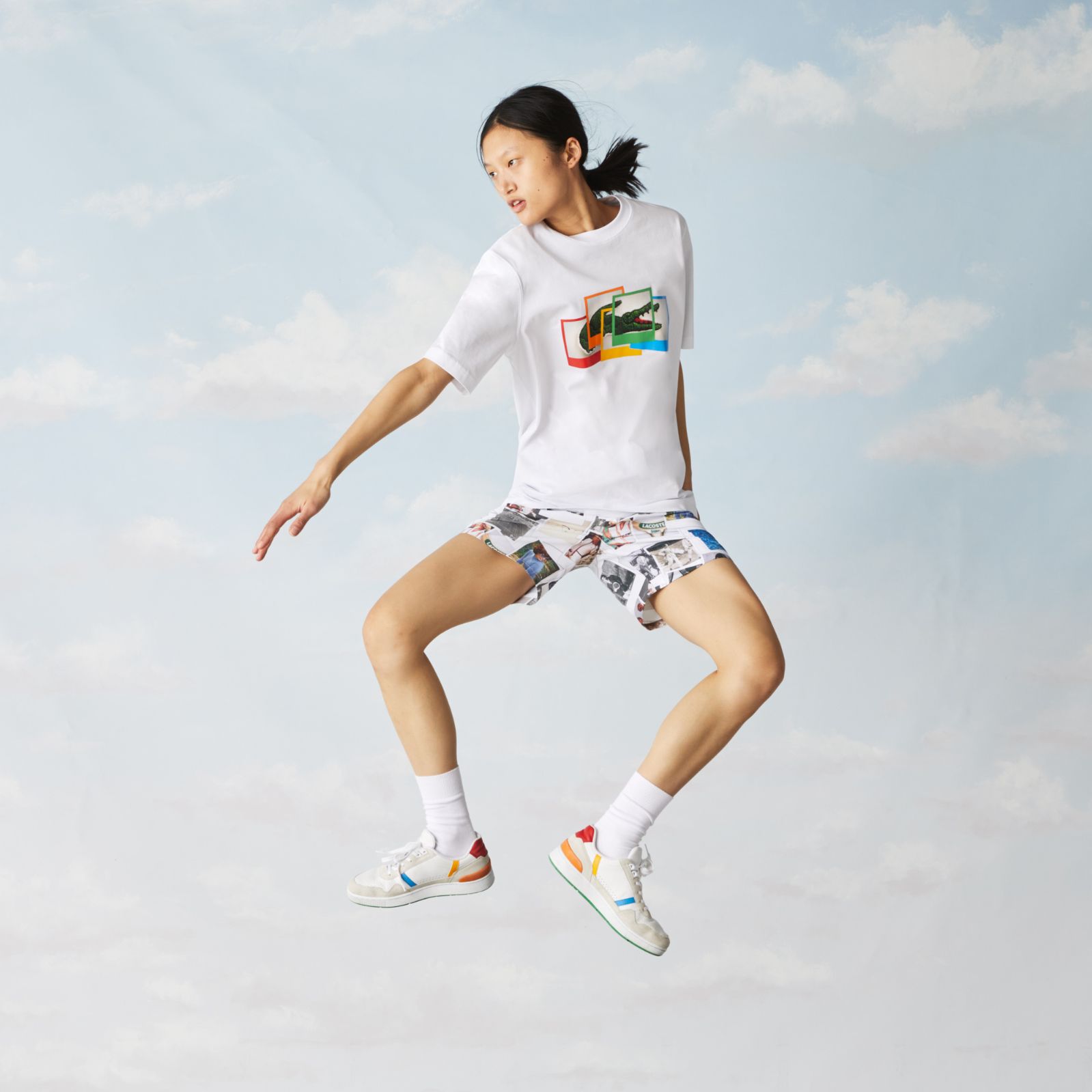 Футболка Lacoste POLAROID , цвет белый, для мужчин Футболка Lacoste POLAROID , цвет белый, для мужчин