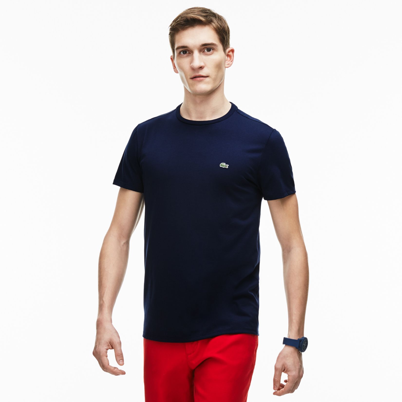 Футболка Lacoste , цвет синий, для мужчин Футболка Lacoste , цвет синий, для мужчин