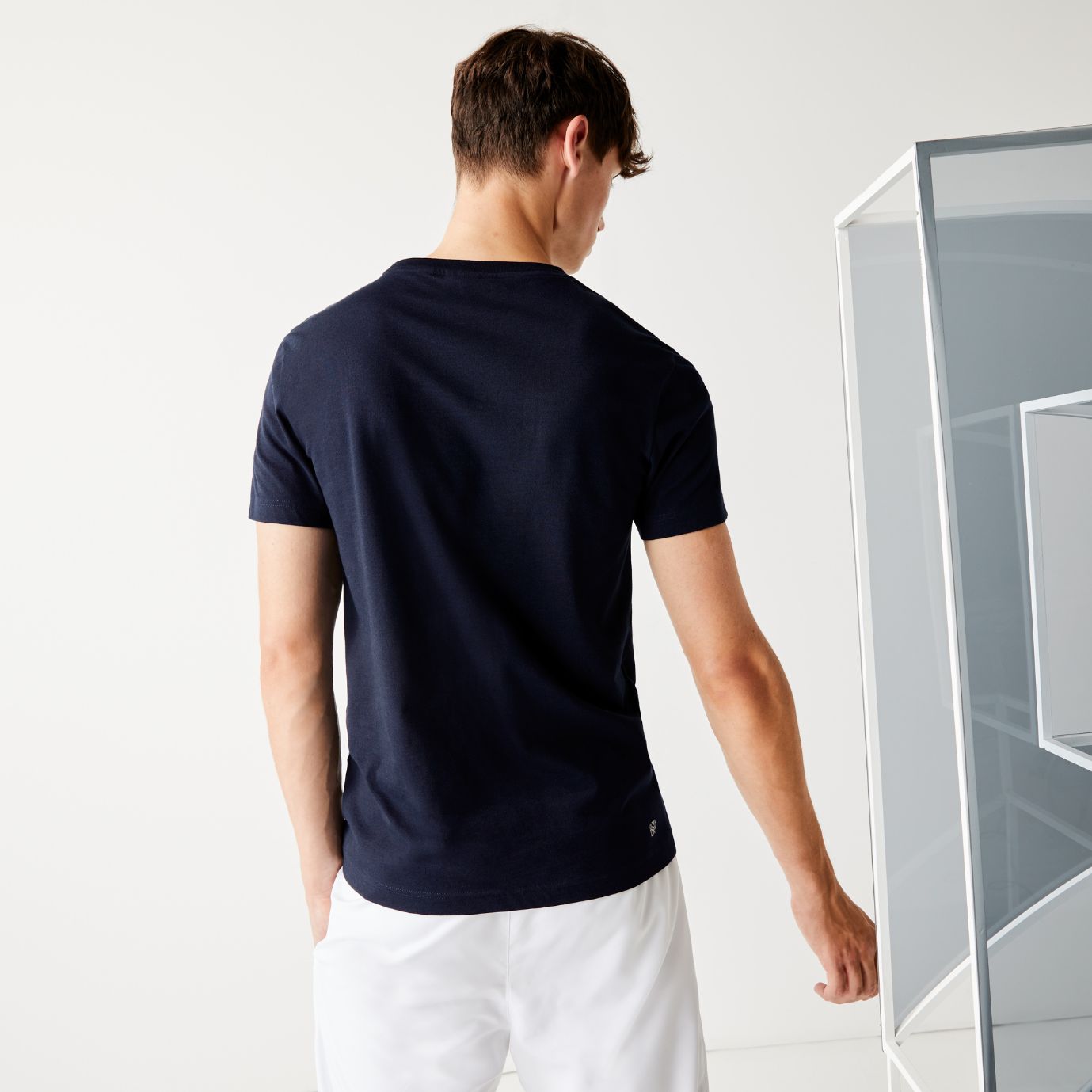 Футболка Lacoste , цвет синий, для мужчин Футболка Lacoste , цвет синий, для мужчин