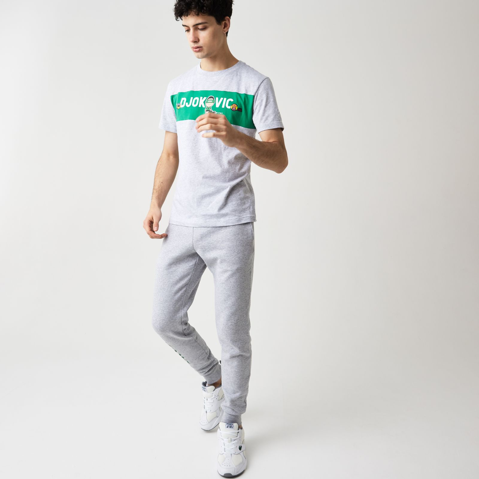 Футболка Lacoste , цвет серый, для мужчин Футболка Lacoste , цвет серый, для мужчин