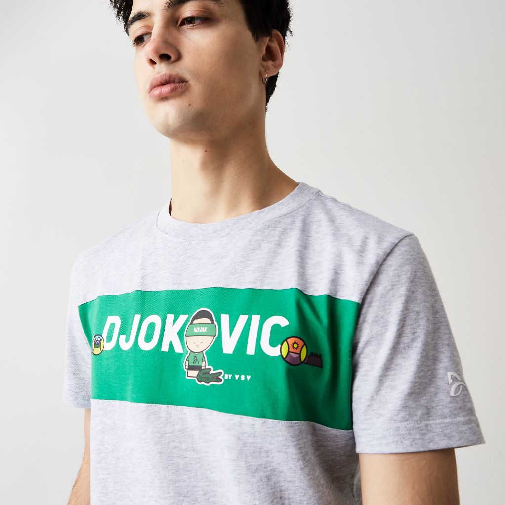 Футболка Lacoste , цвет серый, для мужчин Футболка Lacoste , цвет серый, для мужчин