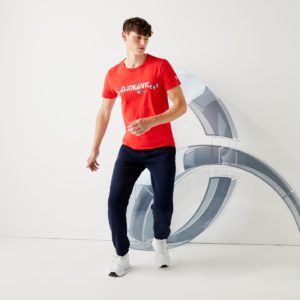 Футболка Lacoste , цвет красный, для мужчин Футболка Lacoste , цвет красный, для мужчин