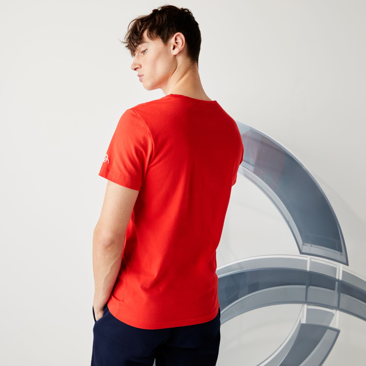 Футболка Lacoste , цвет красный, для мужчин Футболка Lacoste , цвет красный, для мужчин
