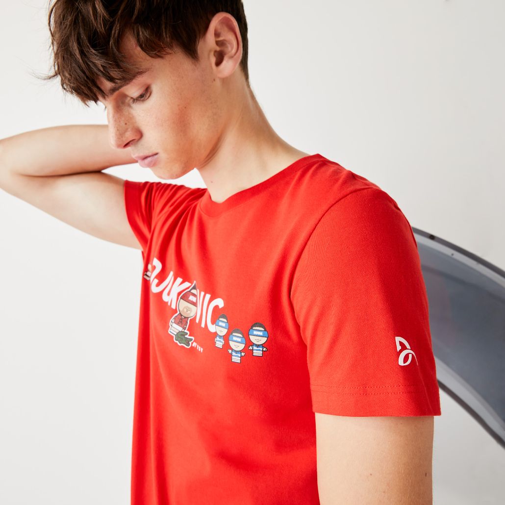 Футболка Lacoste , цвет красный, для мужчин Футболка Lacoste , цвет красный, для мужчин