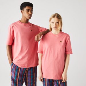 Футболка Lacoste L!VE , цвет розовый, для мужчин Футболка Lacoste L!VE , цвет розовый, для мужчин