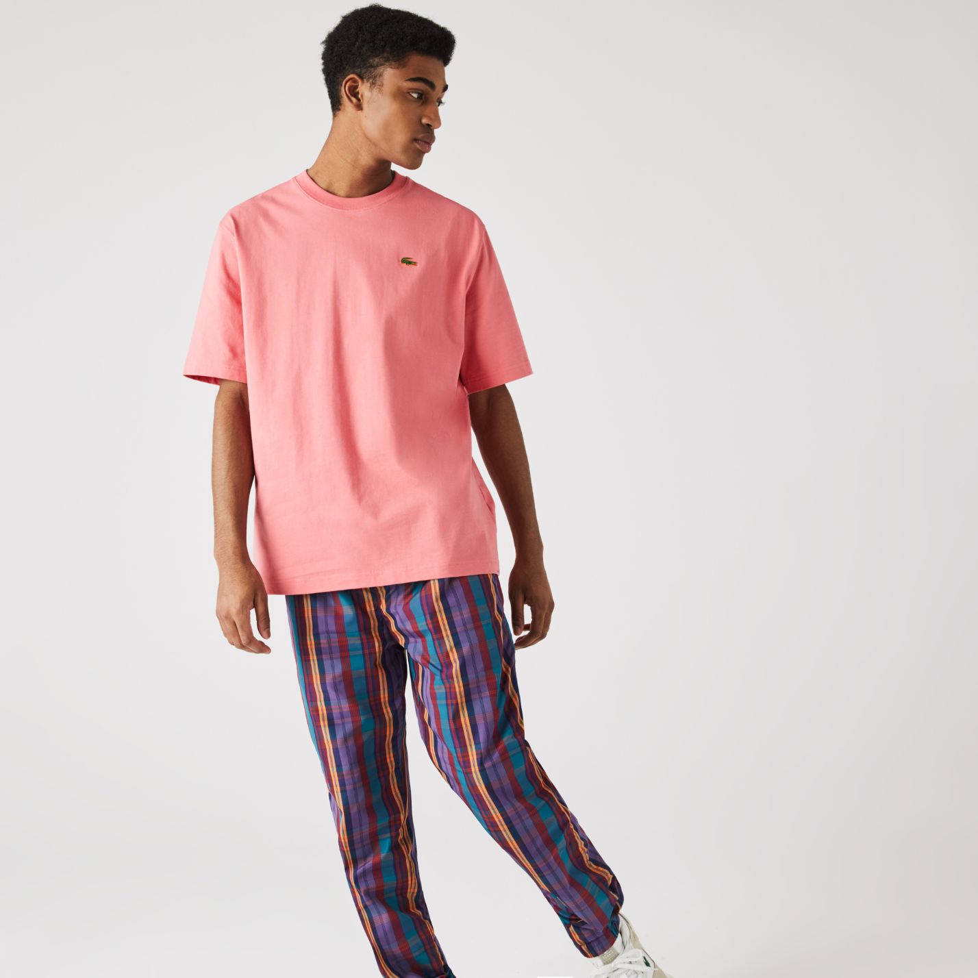 Футболка Lacoste L!VE , цвет розовый, для мужчин Футболка Lacoste L!VE , цвет розовый, для мужчин