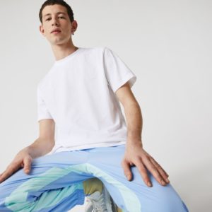 Футболка Lacoste , цвет белый, для мужчин Футболка Lacoste , цвет белый, для мужчин
