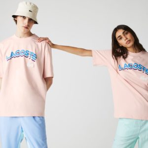 Футболка Lacoste , цвет розовый, для мужчин Футболка Lacoste , цвет розовый, для мужчин