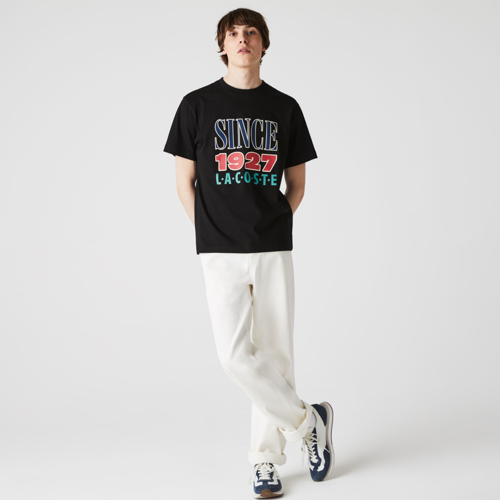 Футболка Lacoste , цвет черный, для мужчин Футболка Lacoste , цвет черный, для мужчин
