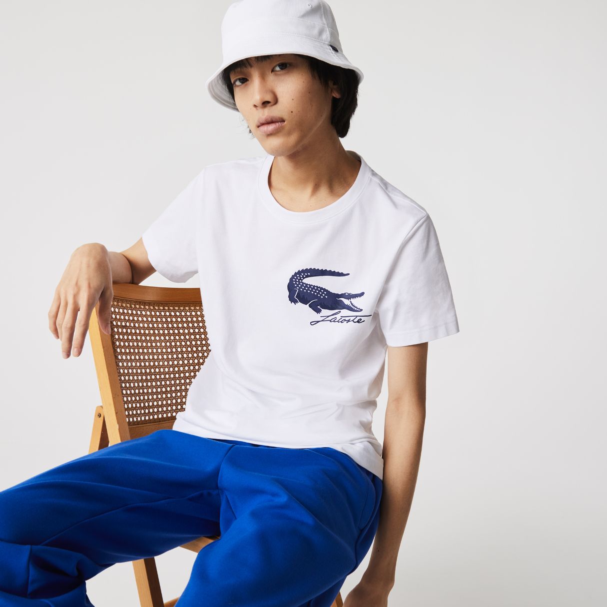 Футболка Lacoste ROLAND GARROS PERFORMANCE , цвет белый, для мужчин Футболка Lacoste ROLAND GARROS PERFORMANCE , цвет белый, для мужчин