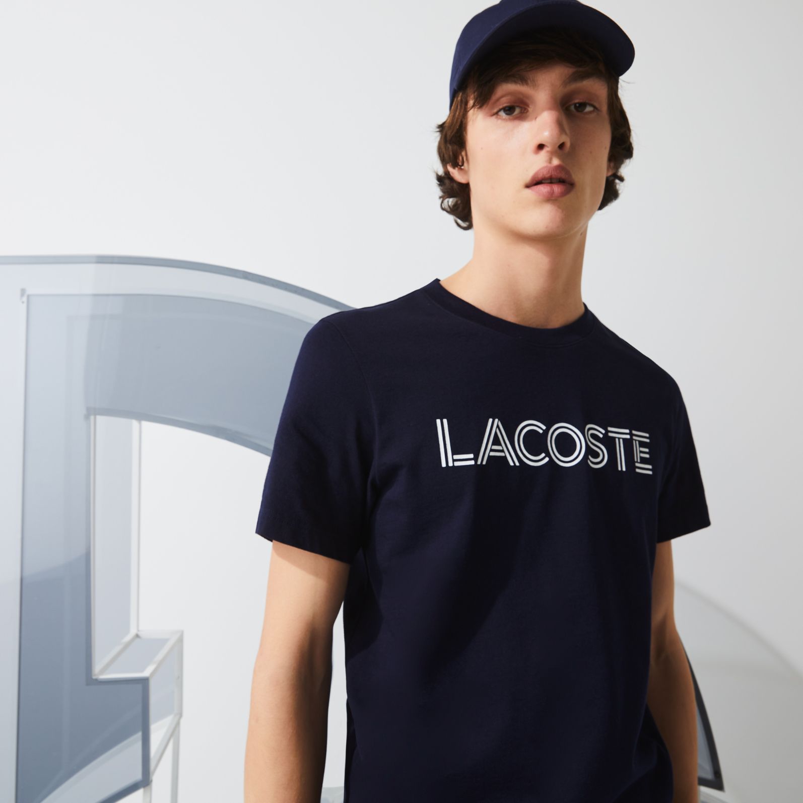 Футболка Lacoste , цвет синий, для мужчин Футболка Lacoste , цвет синий, для мужчин